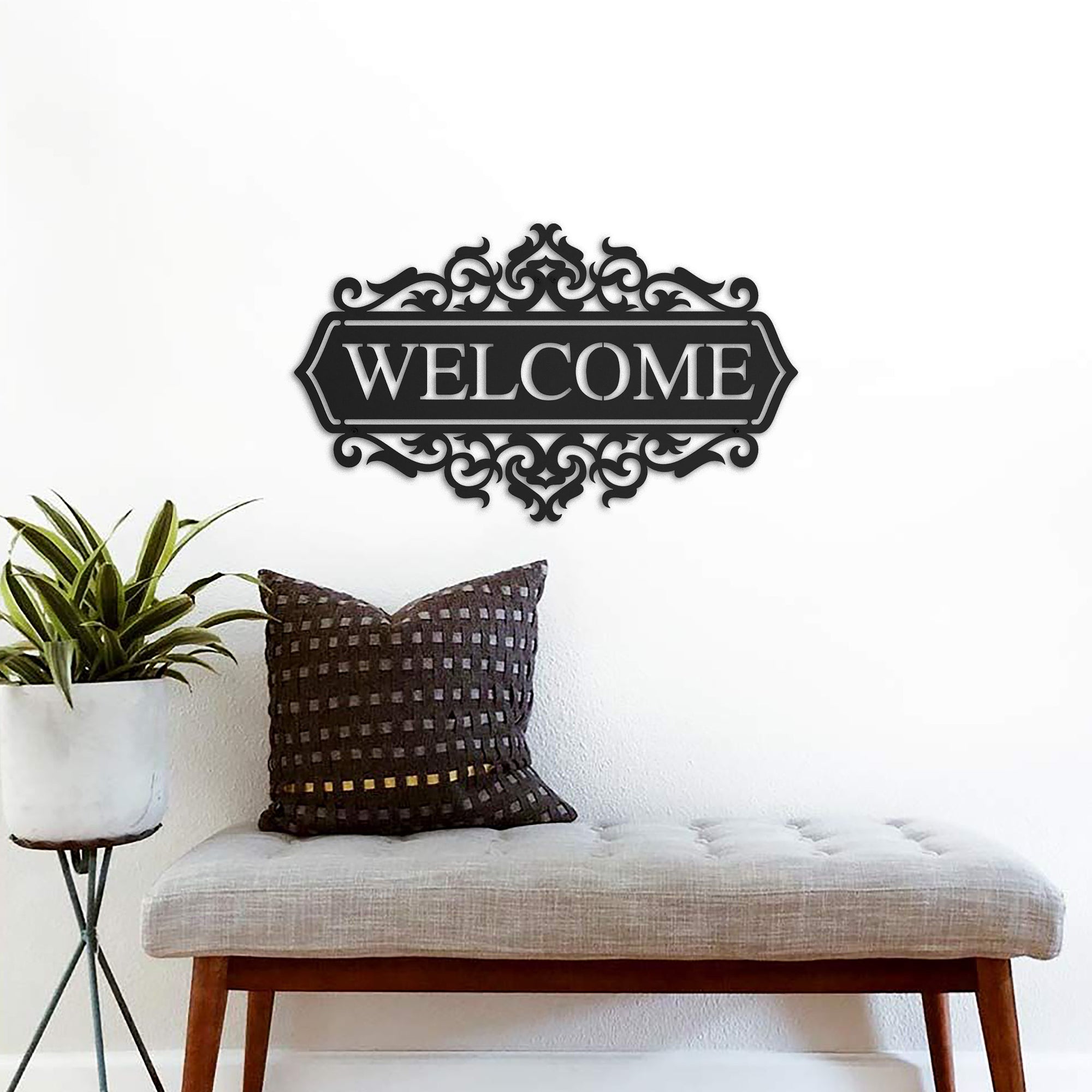 Welcome Sign (Scroll) - Metal Wall Art